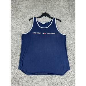 VINTAGE Tommy Hilfiger Shirt Mens Extra Large Blue Athletics Tank Top 90s *